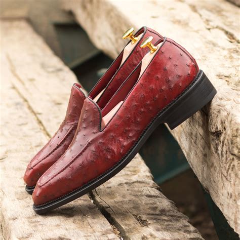 Ostrich leather loafers 